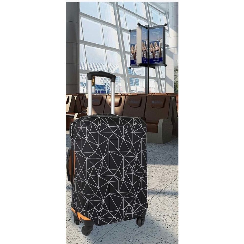Black Octagonal Luggage Cover TSA Approved Elastic XL Side Zippers NWOT